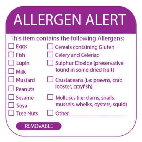 Food Allergy Labels (x500 Per Roll)  (NCE3184)