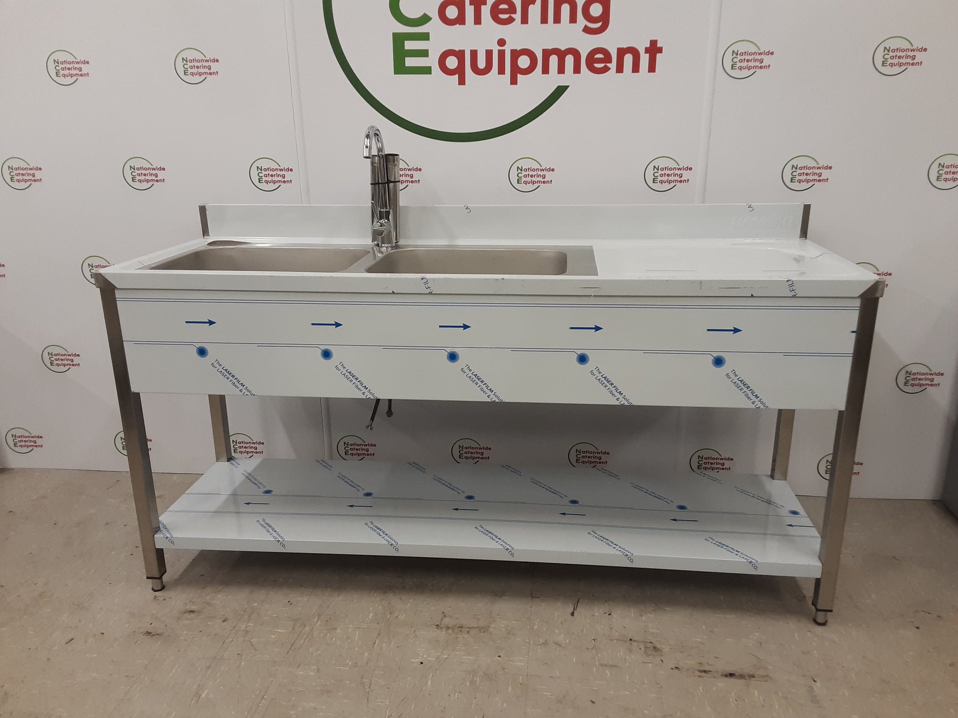 Hamoki Stainless Steel Double Sink, Right Hand Drainer, Tap Included, 180x60cm (NCE5487) — image 2