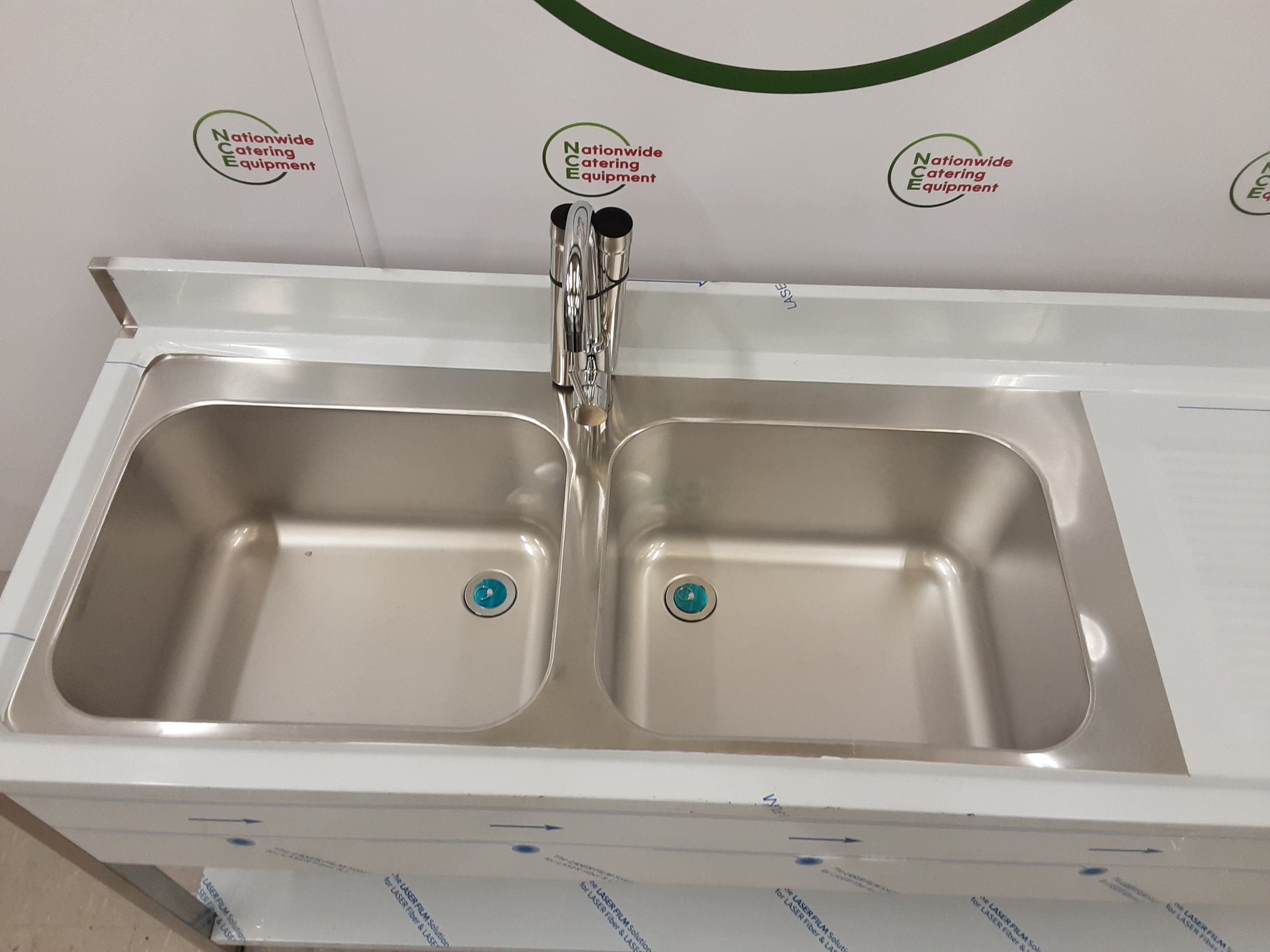 Hamoki Stainless Steel Double Sink, Right Hand Drainer, Tap Included, 180x60cm (NCE5487) — image 3