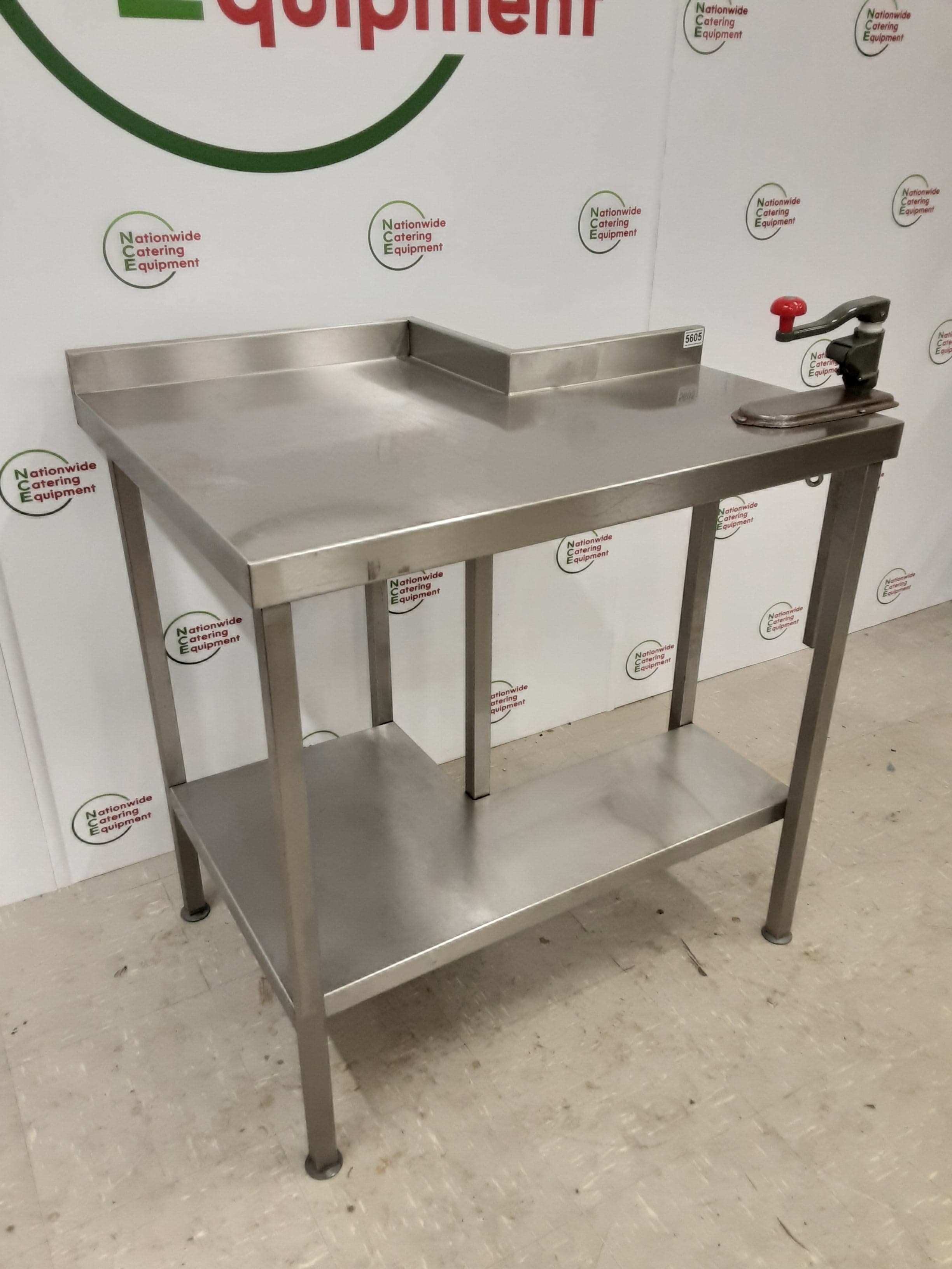 Stainless Steel Table With Can Opener Attached, Corner Cut Out 89x70cm (NCE5605) — image 2