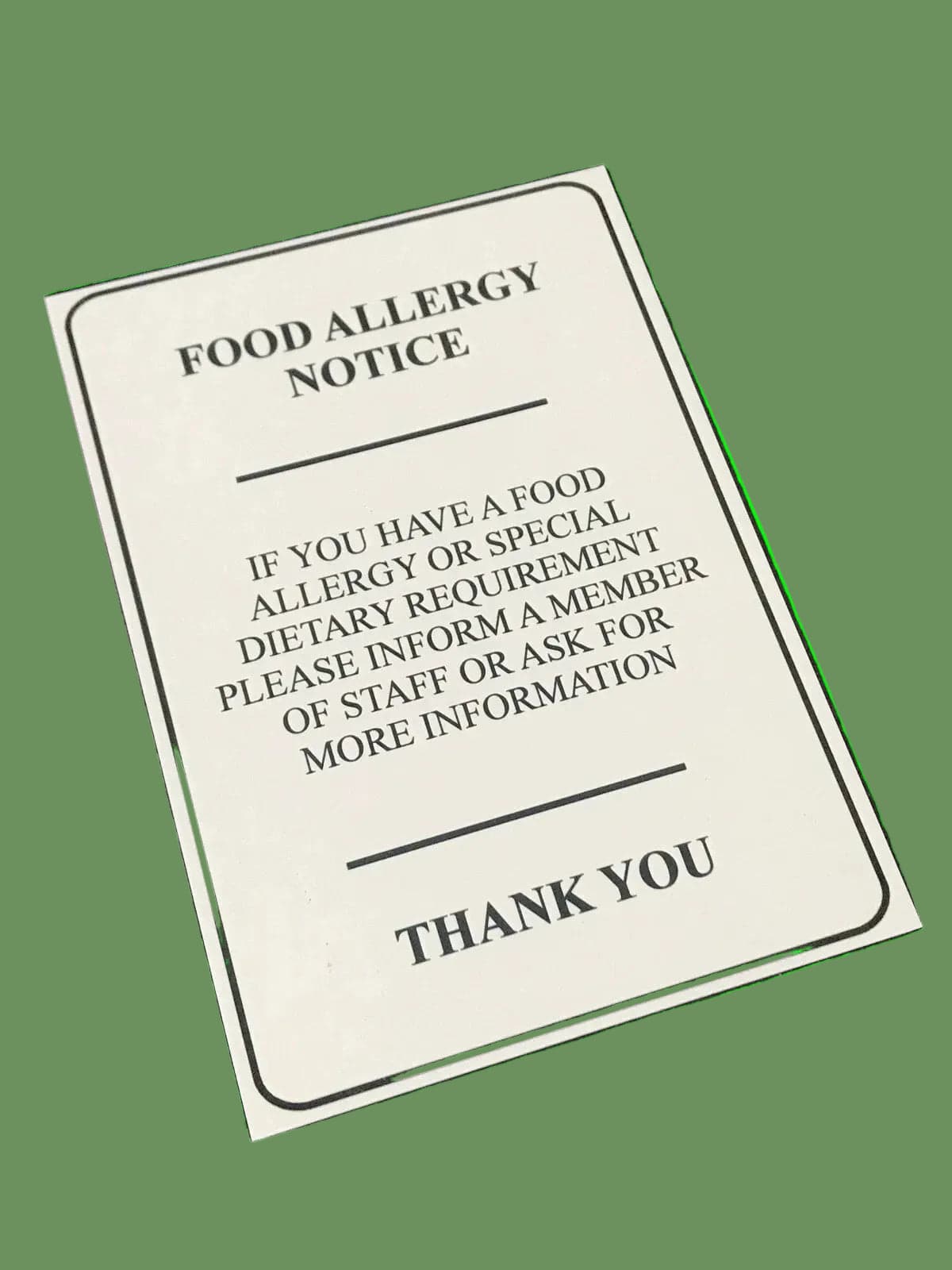 New Food Allergy Notice Sign- Brushed Aluminium (NCE5796)