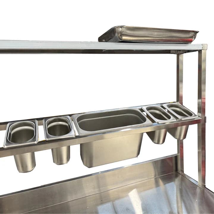 Hamoki Stainless Steel Gastronorm Garnish Rail With One Shelf 120cm — image 2