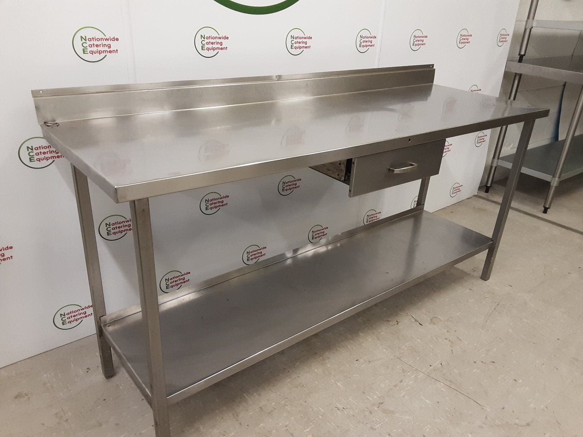 Clearance Stainless Steel Table With Drawer 183x63cm — image 3