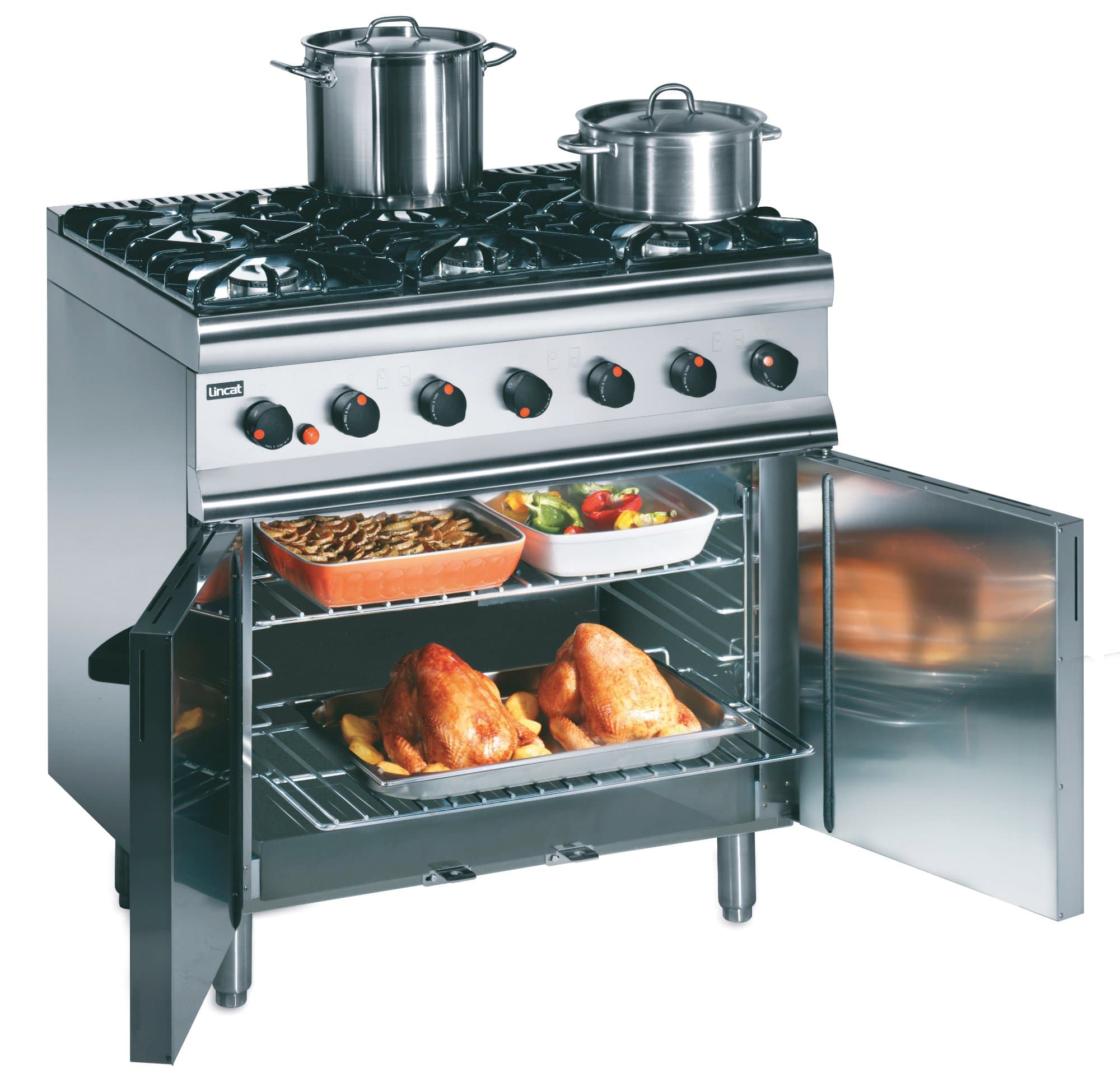 Lincat Silverlink 600 Six Burner Stove & Oven, Natural Gas, Model- SLR9C/N