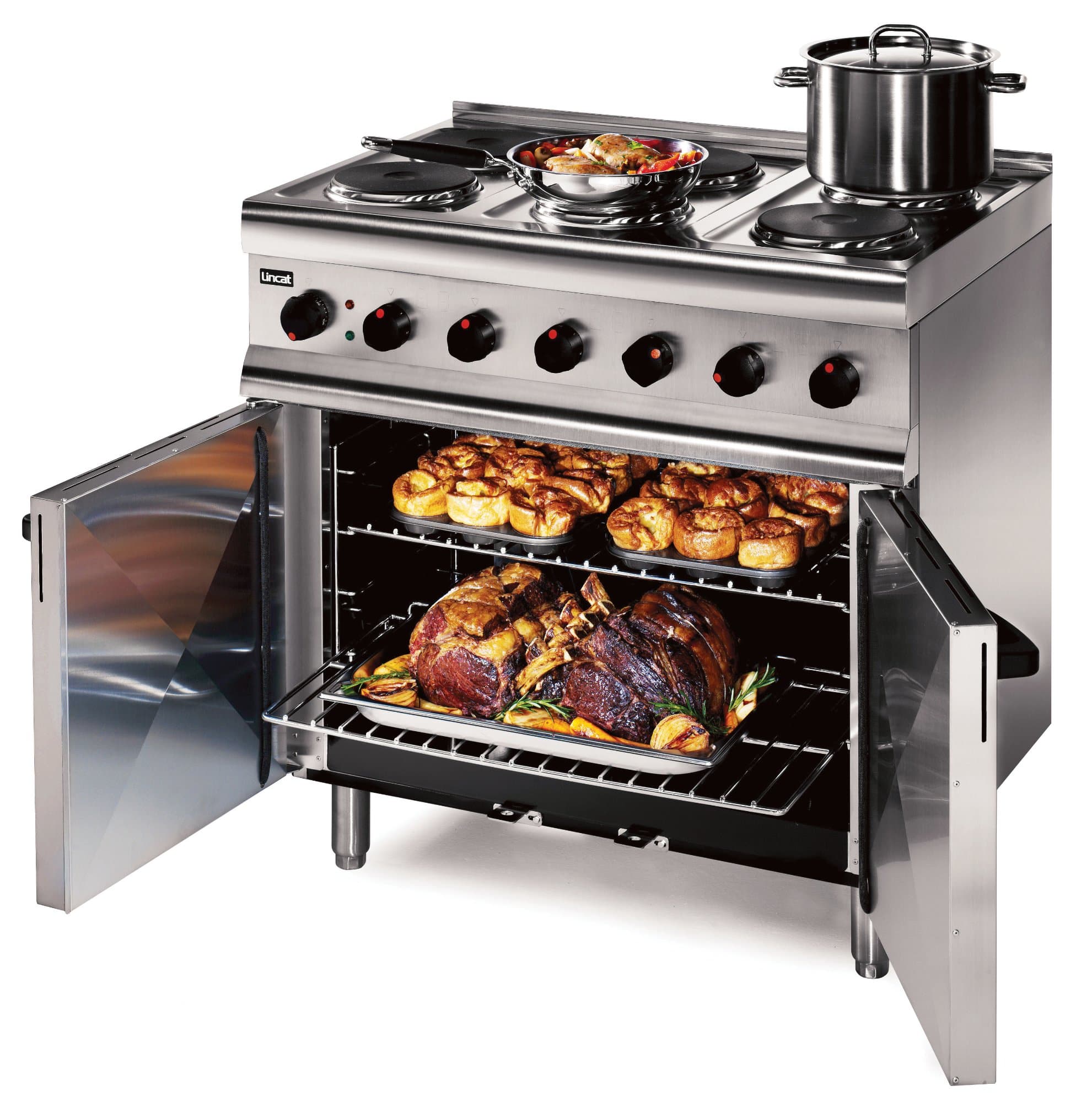 Lincat Silverlink 600 6 Plate Electric Stove & Oven, 16.5kw/Three Phase, Model- ESLR9C