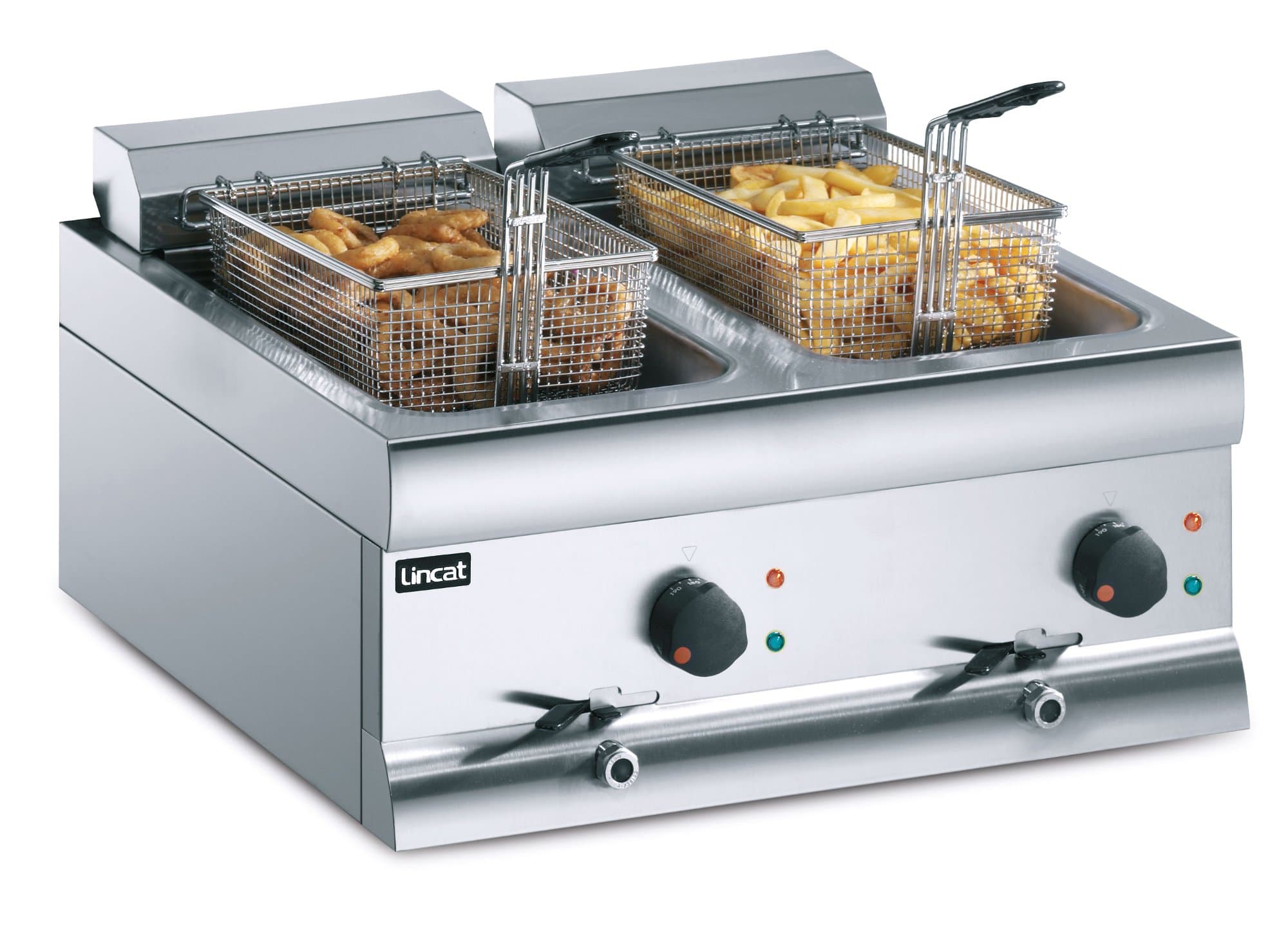 Lincat Silverlink 600 Twin Tank Electric Tabletop Fryer, 2x3kw, Model- DF66