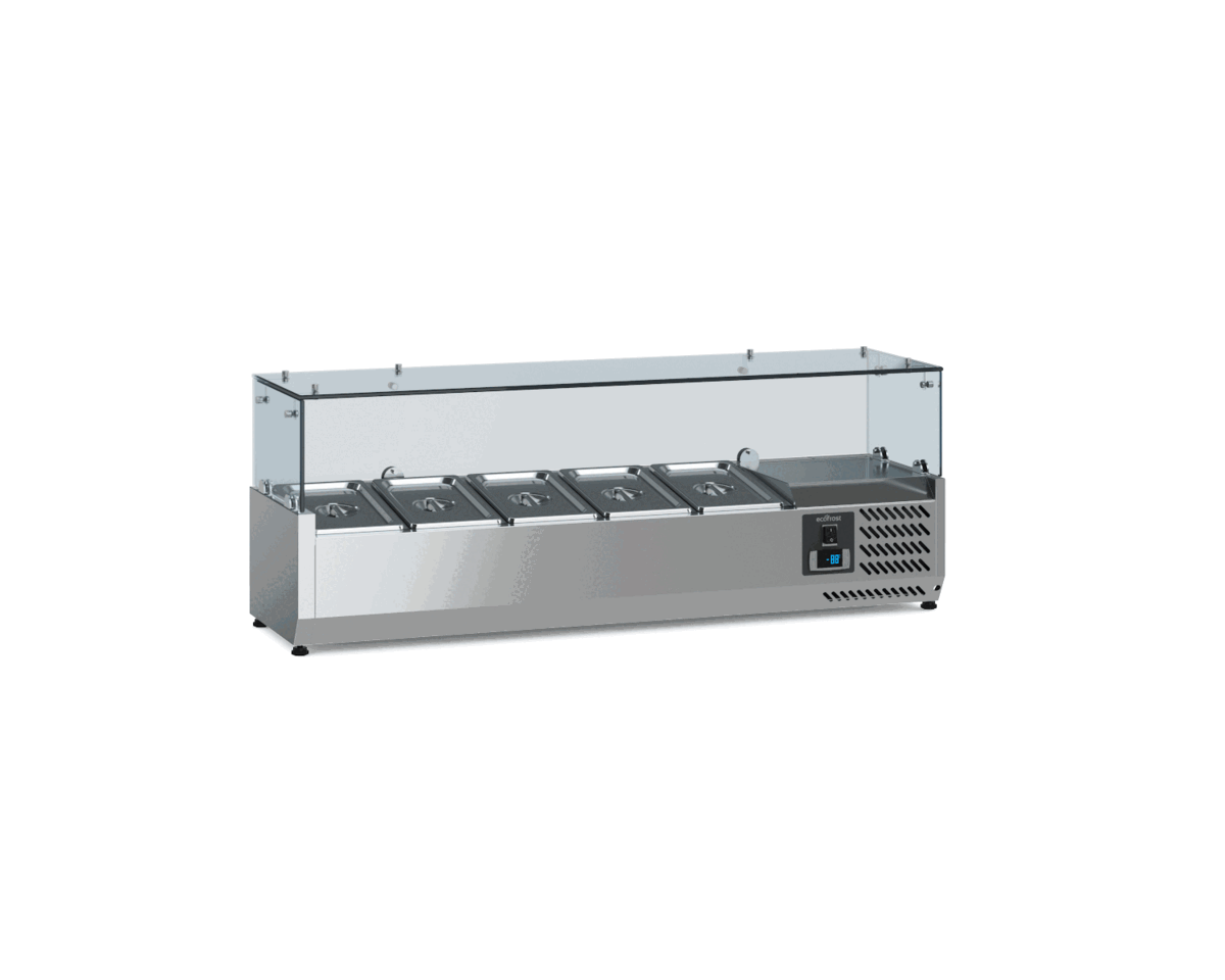 Ecofrost Tabletop Toppings Fridge With Glass Surround, For 5x 1/4GN Pans/120cm. Model-7950.5115. Delivery Included — image 2