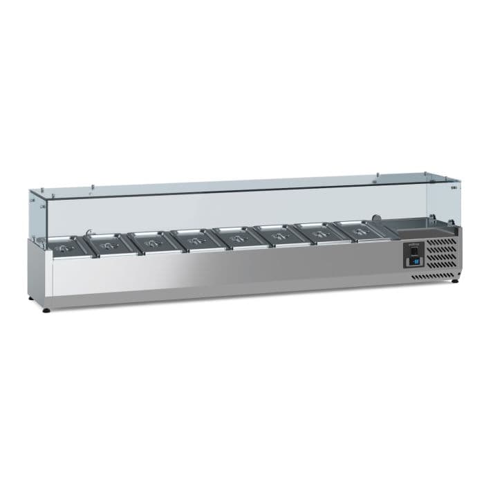 Ecofrost Tabletop Toppings Fridge With Glass Surround. 8x1/4GN / 180cm. Model- 7950.5121. Delivery Included