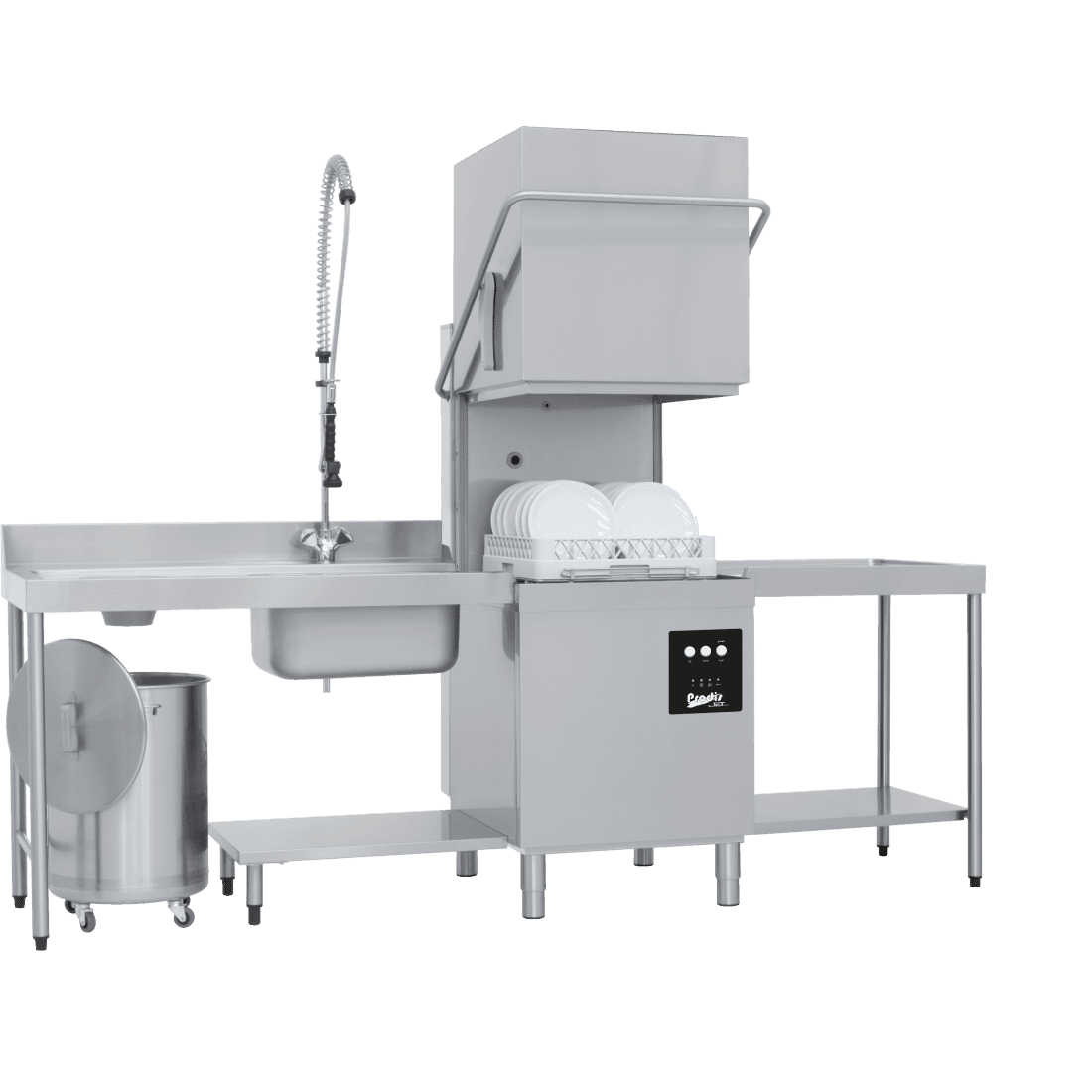 Prodis Pass-Through/Hood Dishwasher, Entry-Level/Electromechincal, 50cm Basket, 1ph/30amp, Gravity Drain, Model-JET100. Delivery Included