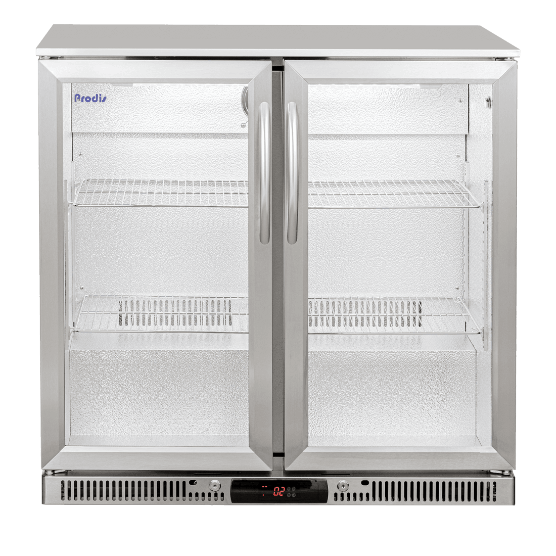 Prodis Low Energy Stainless Steel Double Hinged Door Bottle Cooler, Model-NT2ST-LE. Delivery Included