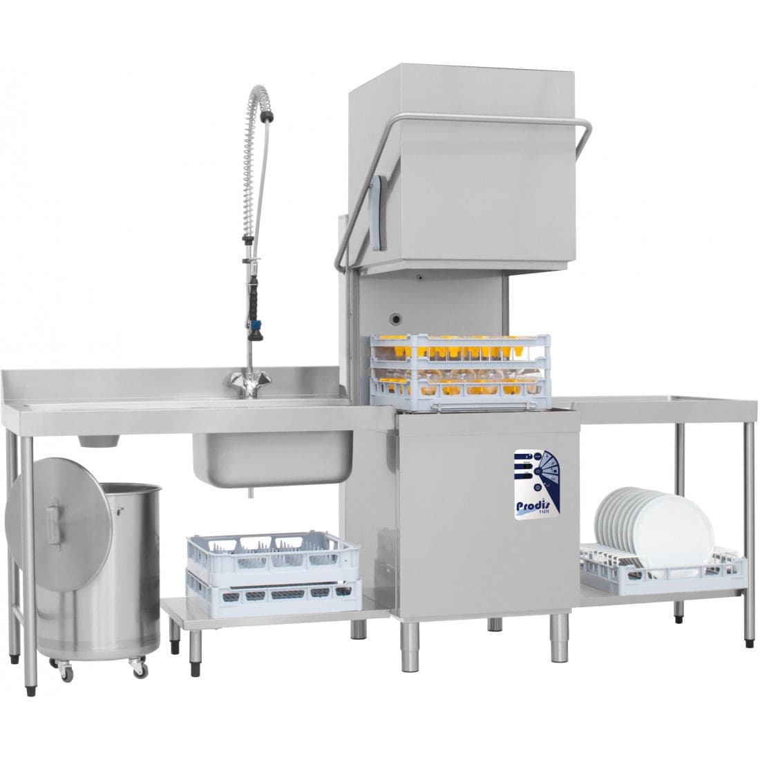 Prodis Heavy Duty Pass-Through/Hood Dishwasher, 50cm Basket, Gravity Drain, 1ph/25amp, Model-T1215. Delivery Included